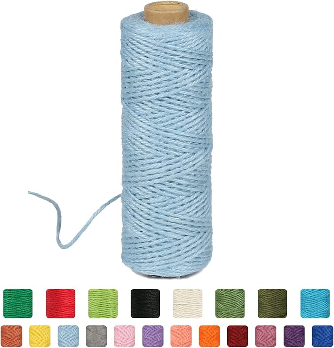 2mm 328ft Colored Natural Jute Twine String for Gift Wrapping Craft Baker Plant Christmas Ribbon Twine Handmade Arts Decoration Thin Packing String Home Decor