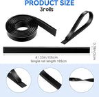 3 Rolls Squeegee Replacement Rubber Blades 41 Inch Silicone Black Blade for Glass Cleaning, Windows, Shower Doors - Scrubber Refill Head