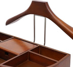 Valet Stand with Drawer and Top Tray, Wood Mens Suit Valet Stand with Wood Base, Freestanding Clothes Valet Stand with Hanger, Storage Organizer for Entryway Office Living Room (C, Walnut Color)