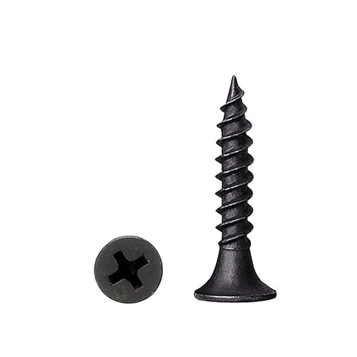 #6 x 3/4'' Black Self-Tapping Screws, Phillips Flat Head Short Head Screws, Countersunk Head Cabinet Screws, Phillips Wood Screws for Various Woodworking Repairs and DIY Projects (100 pcs)