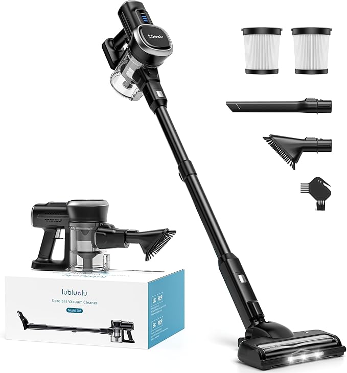 Lubluelu Upgraded 45kPa Cordless Vacuum Cleaner with Powerful Suction, Self-Standing Stick Vacuum Up to 50mins Runtime, Detachable Battery, Versatile Vacuum for Home, Carpet, Hard Floor, Pet Hair