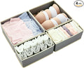 Drawer Organizer Set 4 Pack - Foldable 11" Fabric Storage Bins with Zipper Bottom for Underwear Socks Bras Baby Clothes - Closet Dresser Dividers for Bedroom Nursery, Light Grey
