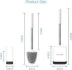 Sellemer Toilet Brush and Holder Set for Bathroom, Flexible Toilet Bowl Brush Head with Silicone Bristles, Compact Size for Storage and Organization, Ventilation Slots Base (2 Pack, White)