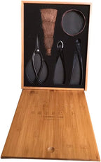 Tinyroots Bonsai Tools Kit, 5-Piece Set Includes: Traditional Butterfly Shaped Bonsai Shears, Concave Cutter, Wire Cutter, Genuine Hemp Broom, 2mm Bonsai Wire & Bamboo Storage Case