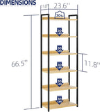 NUMENN Bookshelf, 6 Tier Bookshelves, Home Office Bookcase Shelf Storage Organizer, Free Standing Storage Shelving Unit for Bedroom, Living Room and Home Office, Natural