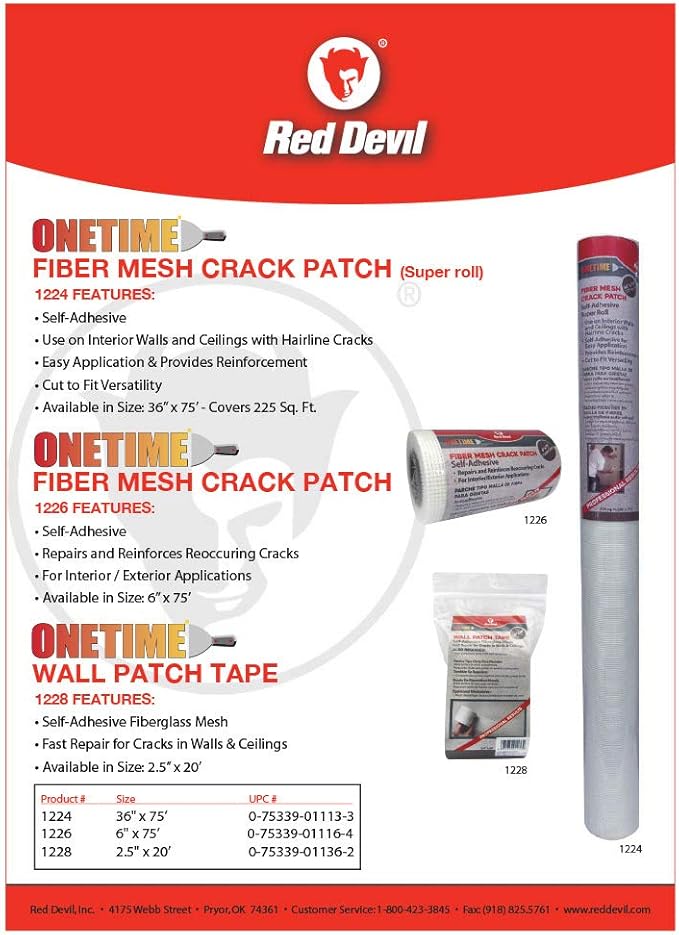 Red Devil 1228 Onetime 2.5" x 20' Wall Patch Tape