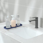 Silicone Bathroom Soap Dishes with Drain Spout-Kitchen Sink Organizer,Sponge Holder,Dish Soap Tray,Perfect for Dispenser,Scrubber,Bottle,Cup on Sink or Counter-Navy Blue 12"×4"