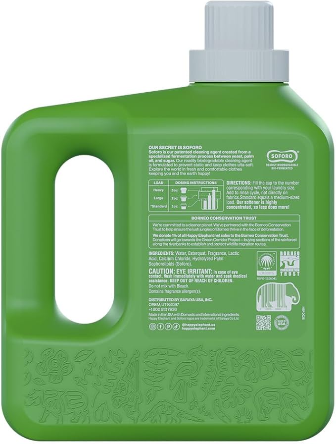 Fabric Softener, White Tea & Fig Scent, Natural Biodegradable Liquid Fabric Softener, Plant Based, Softens Clothes & Reduces Static, Gentle on Skin, HE Compatible, 64 Fl Oz, 1 Pack