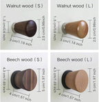 2 PCS Retro Magnetic Hooks, Wrought Iron Wooden Ball Hooks, Creative Punch-Free Storage for Refrigerators, Metal Doors, and Lockers (Walnut Wood,L)