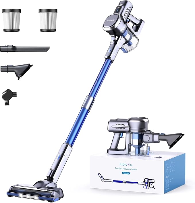 Lubluelu Cordless Stick Vacuum Cleaner, Lightweight 235W Brushless Motor, Rechargeable Battery, Self-Standing Design, Handheld for Carpet, Hard Floor, and Pet Hair