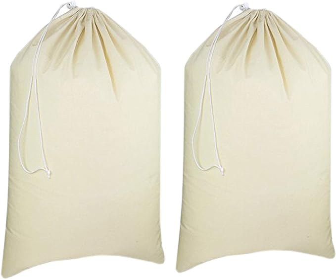 Urban Villa Laundry Bags 2 Pack Canvas Dirty Clothes Travel Laundry Bag|Machine Washable|Reusable College Hostel Liner Bag for Garments with Drawstring Closure - Size 28 x 36 Inches