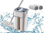 Heavy Quality Floor Mop with Bucket, Flexible Kitchen Tap Flat Squeeze Cleaning Supplies, 360° Flexible Quiet, 2 Reusable Pads, Microfiber, Adjustment Office Mop (Multicolour)