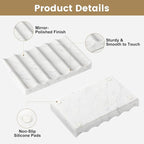 Carrara Marble Soap Dish - Self Draining Holder Keeps Soap Dry, Rectangular Tray for Shower, Bathroom & Jewelry Display (White)