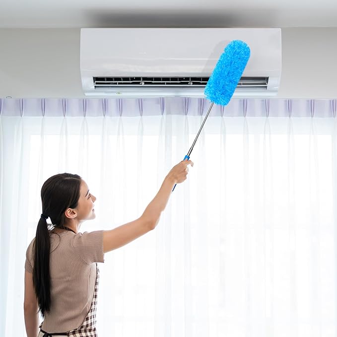 Tanlade 8 Pcs Microfiber Feather Duster for Cleaning 13-31 Inch Extendable Cobweb Dusters Ceiling Fan Duster Washable Bendable Tool for Office Car Window Furniture (Stylish Color)