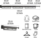 Drying Rack Clothing, Clothes Drying Rack Suitable for Laundry Room and Indoor as Outdoor, with Foldable Features, Wall Mounted Drying Rack, Retractable Clothesline with 30 Windproof Hooks (Black)