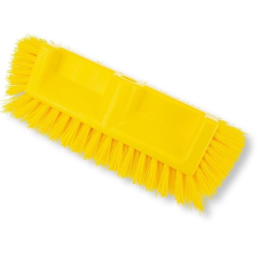 SPARTA Multi-Level Tile Scrub Brush 12" Wide Brush Head, Heavy-Duty Tile Cleaning Brush with End Bristles for Commercial Tiles, Tubs and Floor, Plastic, 12 Inches, Yellow, (Pack of 12)