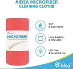 AIDEA Microfiber Cleaning Cloth Roll, Red Shop Towels 55 Sheets Washable, Microfiber Towels for Cars, Shop Rags Reusable Paper Towel for Automotive, Workshop, House, Kitchen, Cleaning Supplies11×9"