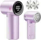 Fabric Shaver, Rechargeable Lint Shaver with Digital Display, 3-Speeds Sweater Shaver with 6-Leaf Blades, Electric Portable Lint Remover to Remove Pilling for Clothes, Furniture, Couch, Blanket