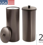 iDesign Freestanding Bathroom Toilet Paper Storage Holder with Lid for 3 Extra Rolls, 2-Pack, Bronze
