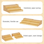 Expandable Bamboo Can Rack Organizer for Pantry, 3-Tier Adjustable Can Storage Holder, Soda Organizer Holds Up to 24 Cans, Canned goods Storage Display for Pantry, Cabinet, Countertop (patent pending)