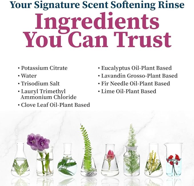 Fabric Softening Conditioner for Clothes| Safe for Babies & Kids with Sensitive Skin | Plant-Based | Includes 4 Refills| Signature Scent Rinse(200 Loads)