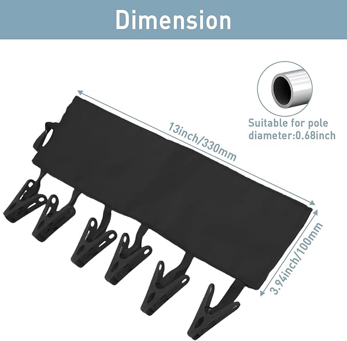 TamBee Portable Hanger Clips Travel Clothesline Travel Hangers Towel Drying Rack Clothing Hanger Folding Portable Sock Dock Swimsuit Drying Rack Hanger with 6 Clips Pack of 3 (Black)