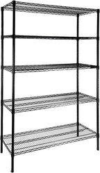 SUNLPH Heavy Duty 5-Tier Wire Shelving Adjustable Shelves Unit Metal Storage Rack Flat for Laundry Kitchen Pantry Garage Closet Organization (Black, 47.1" L x 17.6" W x 72.2" H)