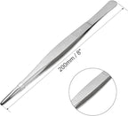 uxcell 2 Pcs 8-Inch Stainless Steel Straight Blunt Tweezers with Serrated Tip Daily Garden Tool