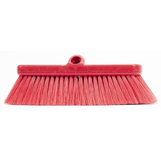 SPARTA 41278EC05 Flo-Thru Plastic Wall Scrub Brush, Equipment Brush With Soft Nylex Bristles For Industrial Kitchens, Hospitals, Commercial Cleaning, 4 Inches, Red