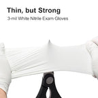 Disposable Nitrile Exam Gloves, 3-mil, Medium, Box of 100, White Nitrile Gloves Disposable Latex Free for Medical, Cleaning, Cooking & Esthetician, Food-Safe, Powder-Free, Non-Sterile