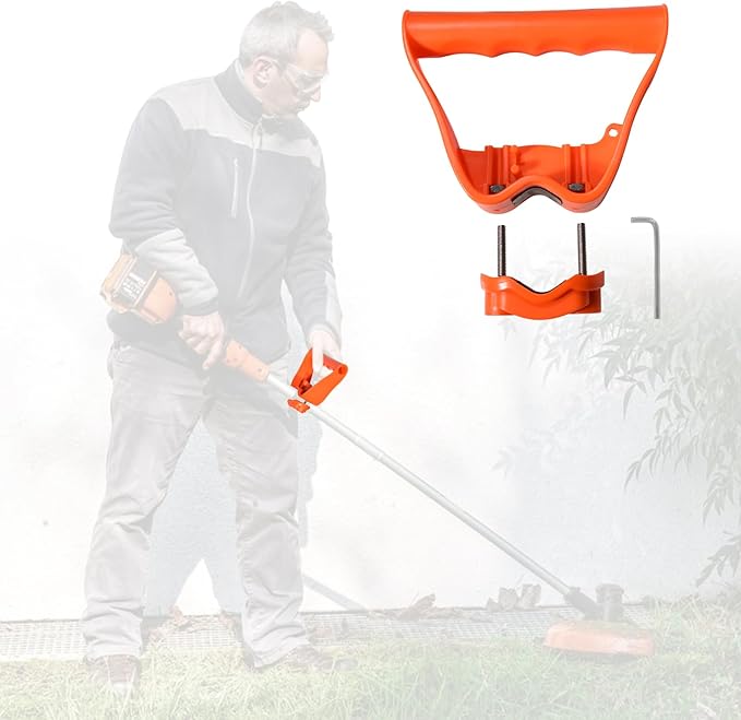 Labor-Saving Handle Tool for Lawn Leveling Rake Ergonomic Back-Saving Attachment for Garden Tools Universal Weed Eater Handle Replacement for Snow Shovels, Rakes, Lawn Trimmers, Orange
