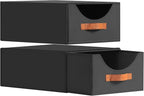 Closet Organizers and Storage - Large Stackable Storage Bins with Drawer, Fabric Bins for Organization, Collapsible Drawer Organizer Clothes for Bedroom, Living Room, 2 Pack, Black
