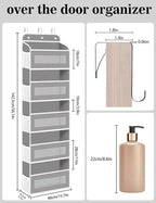 Over The Door Organizer, 5 Shelves Closet Door Hanging Organizer with 10 Mesh Pockets, Nursery Closet Organizer, Baby Essentials, Dorm Room Essentials for Girls