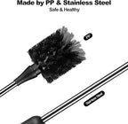 [3 Pack] Bottle Brush, 15 Inches Stainless Steel Long Handle Baby Bottle Scrub Cleaning Brush with Straw & Lid Brushes for Sports Water Bottles, Cups, Coffee Mugs, Glasswares, Tumblers, Wine Decanters