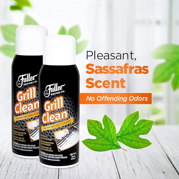 Fuller Brush Grill Cleaner - Heavy Duty Foaming Spray for Cleaning Oven, Grilling Griddle & Iron Plate - Safe & Easy Grease Remover for Clean BBQ Racks & Grills 2 Pack