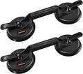 SOLUDE 2 Pack Heavy Duty Vacuum Handle Suction Cups for Lifting Large Glass/Window/Tiles/Mirror/Granite/Floor Gap Fixer/Windshield Removal & Install Tool, Black
