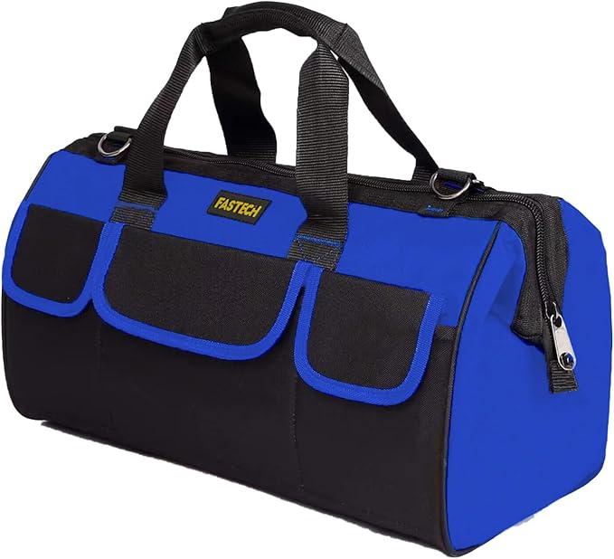 FASTECH 20 Inch Heavy Duty Tool Bag with Wide Mouth for Tool Storage,Carrier and Organizer,Tool Bag for Men/Women, Wide Mouth Tool Bag with Inside Pockets (20 Inch)
