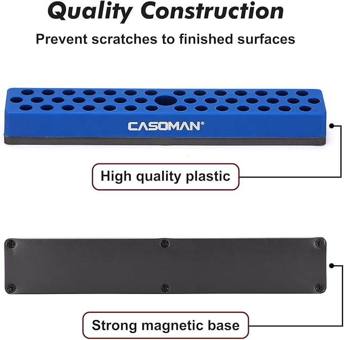 CASOMAN 2PCS 1/4" Hex Bit Organizer with Magnetic Base - Red & Blue, 86 Hole Bit Organizer with Strong Magnetic Base, Magnetic Bit Organizer for Your Specialty