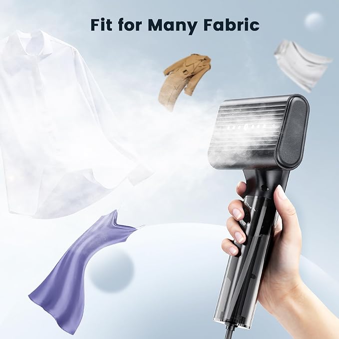 Portable Steamer for Clothes, 1200W Handheld 2-in-1 Steamer & Iron - 100ML Large Water Tank, 10s Fast Heat Up, 15mins Steaming Garment Steamer for Travel, Home Use