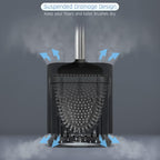 Sellemer Toilet Brush and Holder Set - Flexible Toilet Bowl Brush Head with Silicone Bristles, Compact Size for Storage and Organization, Ventilation Slots Base (1 Pack, Black)