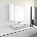 Design House Concord Medicine Cabinet, 3 Mirrored Doors, Pre-Assembled, 3 Fixed Shelves, White Frame Wall Cabinet, 30 in W x 5.25 in D x 30 in H, 531434-WHT