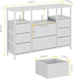 8-Drawer Fabric Dresser TV Stand for 40" TV - Sturdy Steel Frame & Wood Top Chest of Drawers, Lightweight Storage Organizer for Bedroom, Closet, Entryway (43.31" Wide, White)