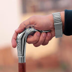 Deluxe Walking Sticks | Rosewood Crafted Cane with Solid Brass Chrome Decorative Bars | Nagina International