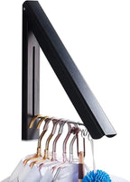 IN VACUUM Clothes Drying Rack, Laundry Racks for Drying Clothes, Wall Mounted Retractable Clothes Hanger for Laundry Room, Garage, Indoor & Outdoor Use, Aluminum (1 Racks, Black)