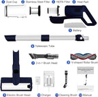 whall Cordless Vacuum Cleaner, Upgraded Strong Suction Brushless Motor Cordless Stick Vacuum Cleaner,Lightweight Handheld Vacuum for Home Pet Hair Carpet Hard Floor,up to 55mins Runtime,Blue