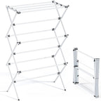 APEXCHASER Clothes Drying Rack Foldable, Laundry Drying Rack 3 Tier, Foldable Metal Clothing Dryer for Cloth Towel Shirt, Collapsible Clothe Horse Compact Storage, Clothes Airer Indoor Outdoor, White
