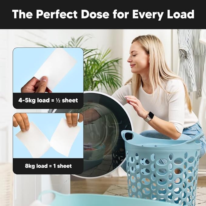Fabric Softener Sheets for Washer - Softens & Freshens Laundry, Gentle on Fabrics & Skin - Free from Harsh Chemicals - Travel-Friendly Fabric Softener for Washing Machine (OB)