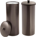 iDesign Freestanding Bathroom Toilet Paper Storage Holder with Lid for 3 Extra Rolls, 2-Pack, Bronze