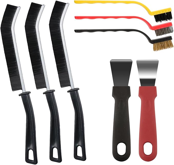 Crevice Cleaning Brush, ByAnciel Pack of 8 Multi-Purpose Brush Tool, Stiff Bristle Crevice Brush for Home Use Bathroom Tile Kitchen Practical and Durable Easy to Clean