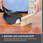 Mini Broom and Dustpan Set with Handle, Handheld Household Cleaning Accessory for Desktop and Office, 2pcs Portable Sweeping Tool for Small Debris Removal